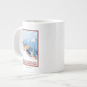 Taza De Café Grande Esquiador de la nieve de Downhhill - montaña