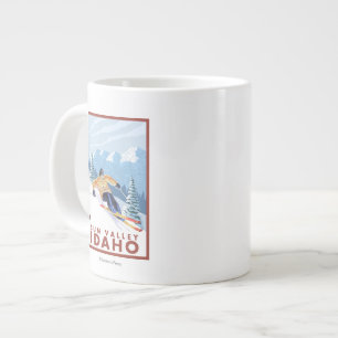 Taza De Café Grande Esquiador de la nieve de Downhhill - Sun Valley,