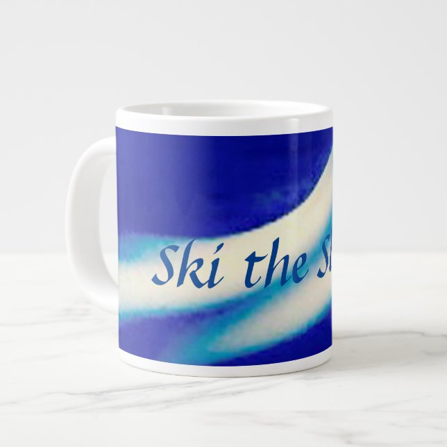 Taza De Café Grande Esquiar en las pistas Hueso China Mug (Izquierda)