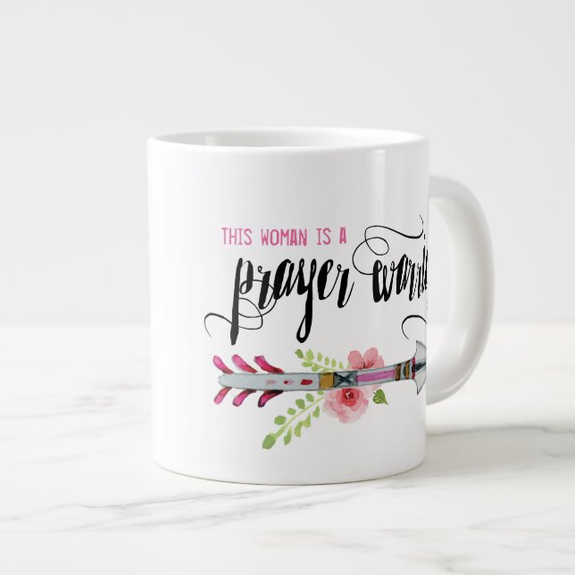 Taza De Café Grande Esta mujer es una guerrera de oración Mug (Derecha)
