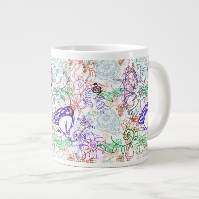 Taza De Café Grande Estampado de flores 8 (Derecha)