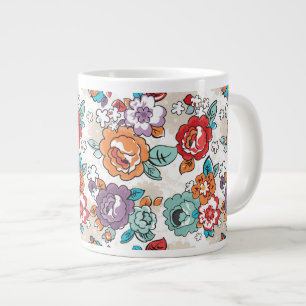 Taza De Café Grande Estampado de flores abstracto 5 de la elegancia