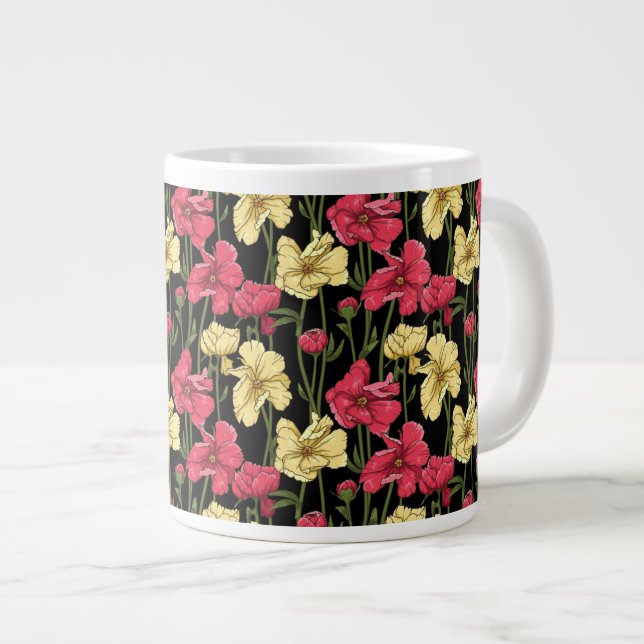 Taza De Café Grande Estampado de flores elegante 2 (Derecha)