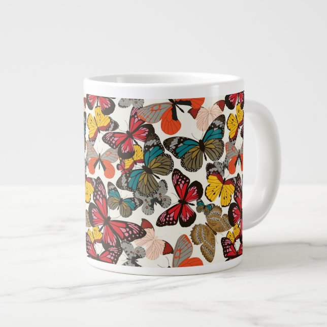 Taza De Café Grande Estampado de flores retro 2 (Derecha)