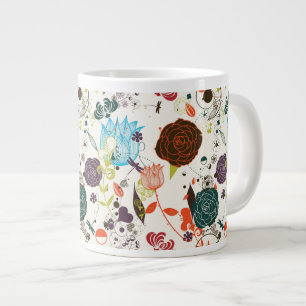 Taza De Café Grande Estampado de flores retro 2