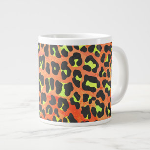 Taza De Café Grande Estampado de leopardo naranja y amarillo