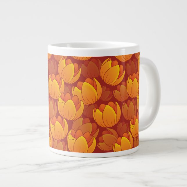 Taza De Café Grande Estampado de plores de oro (Derecha)