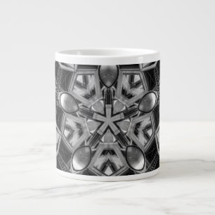 Taza De Café Grande Estrella gris oscura Kaleidoscope...