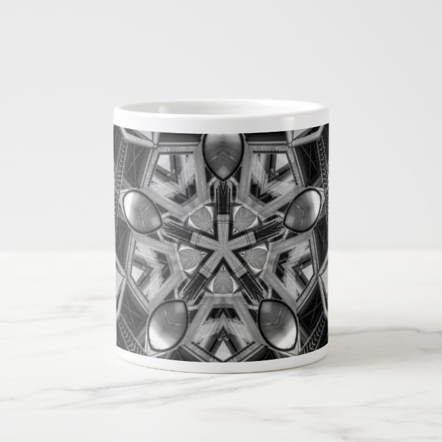 Taza De Café Grande Estrella gris oscura Kaleidoscope... (Frente)
