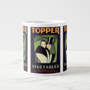 Taza De Café Grande Etiqueta Vintage de Verduras Topper, Romance Art D
