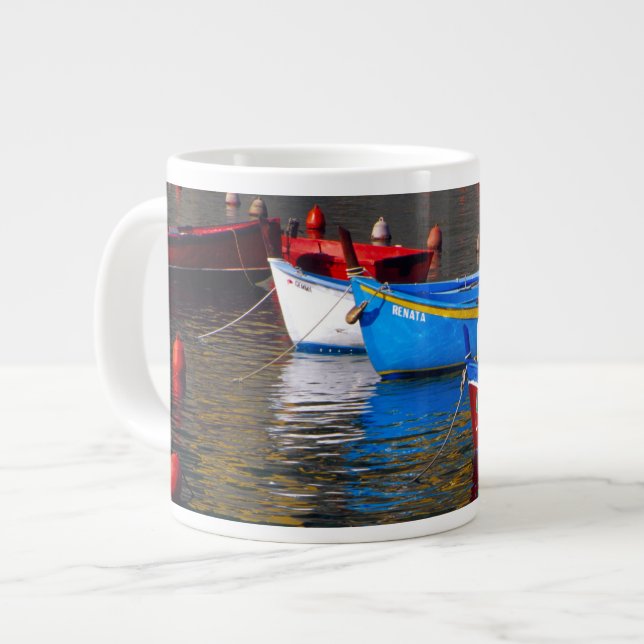 Taza De Café Grande Europa, Italia, Cinque Terry, barcos en Vernazza (Izquierda)