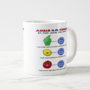 Taza De Café Grande Evitar alimentos transgénicos evitar PLU de 5 dígi