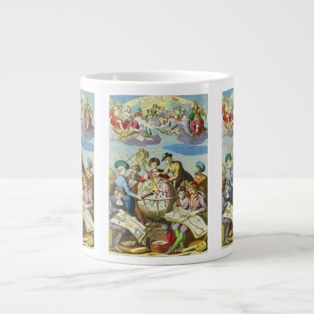 Taza De Café Grande Exploradores de época con mapa de glóbulos antiguo (Frente)