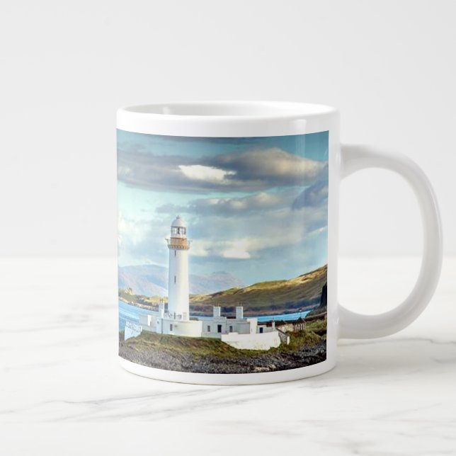 Taza De Café Grande Faro Eilean Musdile Lighthouse Escocia Vista Escen (Derecha)