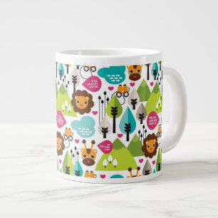 Taza De Café Grande fauna retra del león del safari de los niños