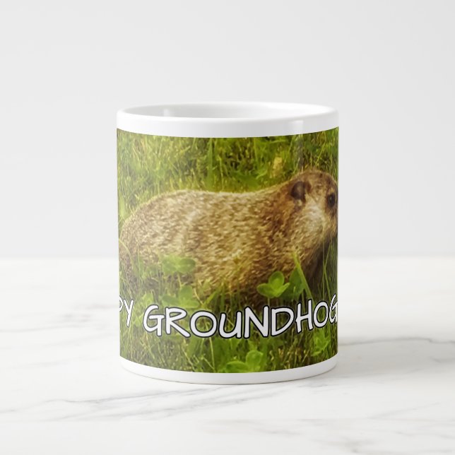 Taza De Café Grande ¡Feliz Día de la Marmota! (Frente)