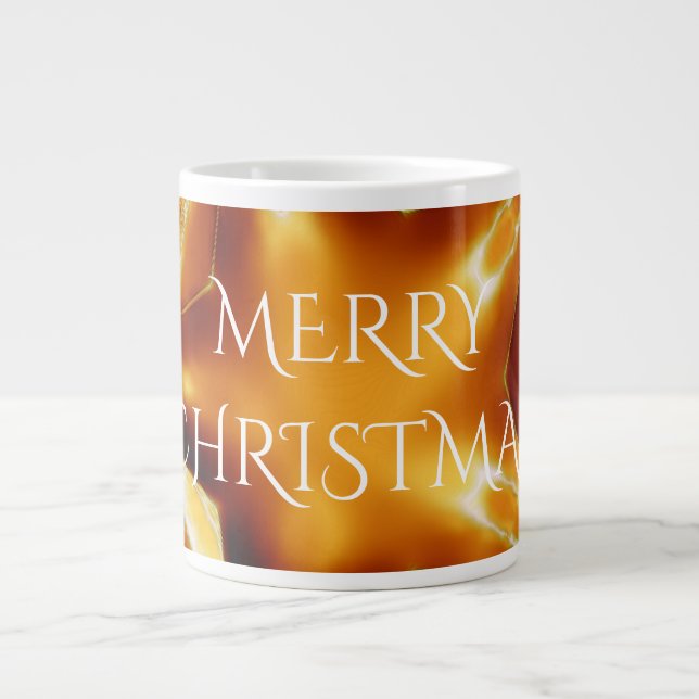 Taza De Café Grande Feliz Navidad Copper Gold Shiny Star (Frente)