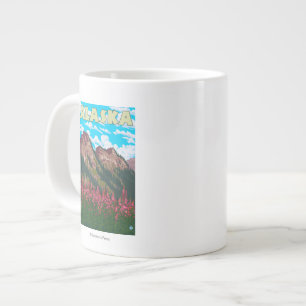 Taza De Café Grande Fireweed con el poster del viaje del vintage de