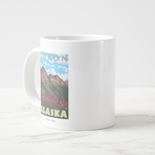 Taza De Café Grande Fireweed y montañas - el Yukón, Alaska