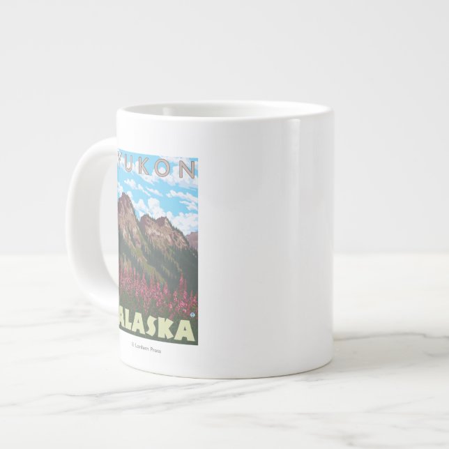 Taza De Café Grande Fireweed y montañas - el Yukón, Alaska (Izquierda)