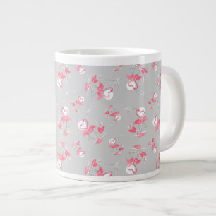 Taza De Café Grande Flamingo Love Multi paro bone jumbo