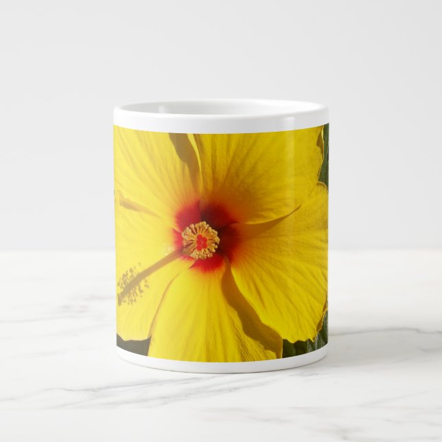 Taza De Café Grande Flor amarilla hibiscus (Frente)