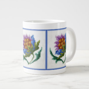 Taza De Café Grande Flor brillante bordada mano