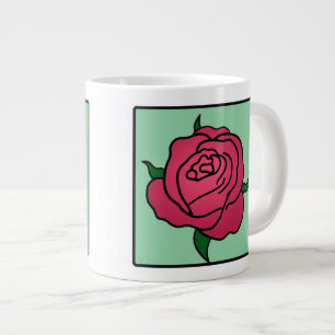 Taza De Café Grande Flor rosa roja El día de San Valentín de pinza Per