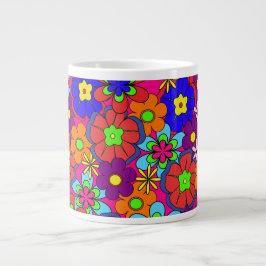 Taza De Café Grande Floral femenino maravilloso del hippy retro