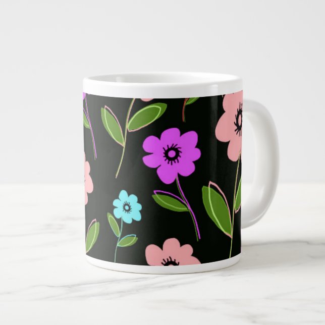 Taza De Café Grande Floral retro (Derecha)