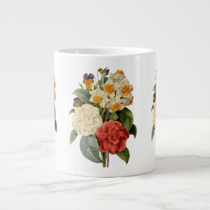 Taza De Café Grande Flores antiguas, camelias y narcisos, Redoute