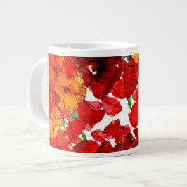 Taza De Café Grande Flores de color de agua de cartón y Naranja en bla