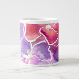 Taza De Café Grande Flores de color rosa, azul y malva