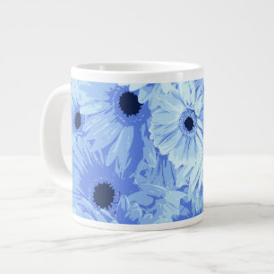 Taza De Café Grande Flores De Gerbera, Flores Azules, Patrón De Flores