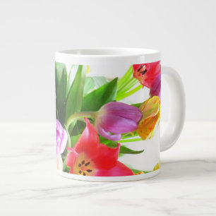 Taza De Café Grande Flores de los tulipanes de la primavera