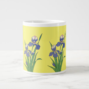 Taza De Café Grande Flores Iris de Jardín de Primavera Floral Vintage