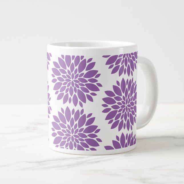 Taza De Café Grande Flores Jumbo Mug-Purple (Derecha)