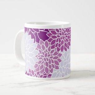Taza De Café Grande Flores moradas Patrón floral zumbido