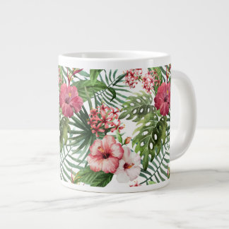 Taza De Café Grande Flores tropicales acuarela moderna floral fina