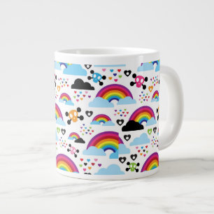 Taza De Café Grande Fondo adolescente del cráneo del arco iris del emo