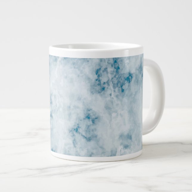 Taza De Café Grande Fondo azul de mármol de la textura (Derecha)