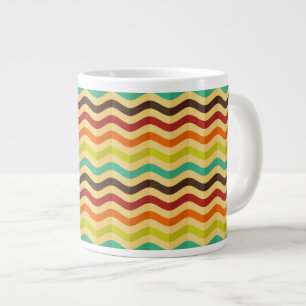 Taza De Café Grande Fondo con rayas en retro 4
