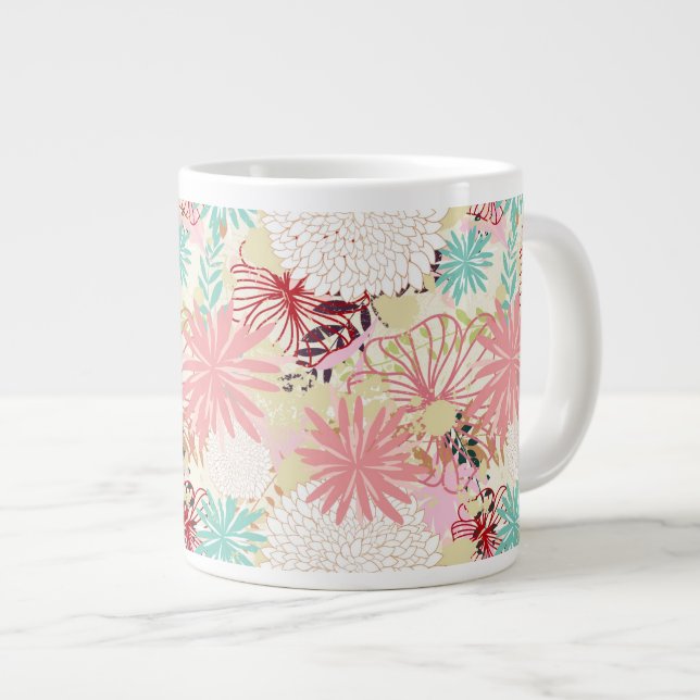 Taza De Café Grande Fondo floral 4 (Derecha)