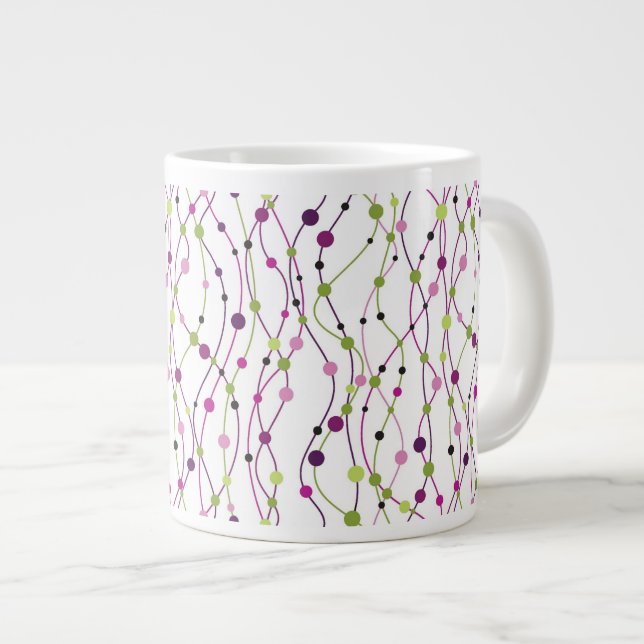 Taza De Café Grande Fondo multicolor del punto (Derecha)