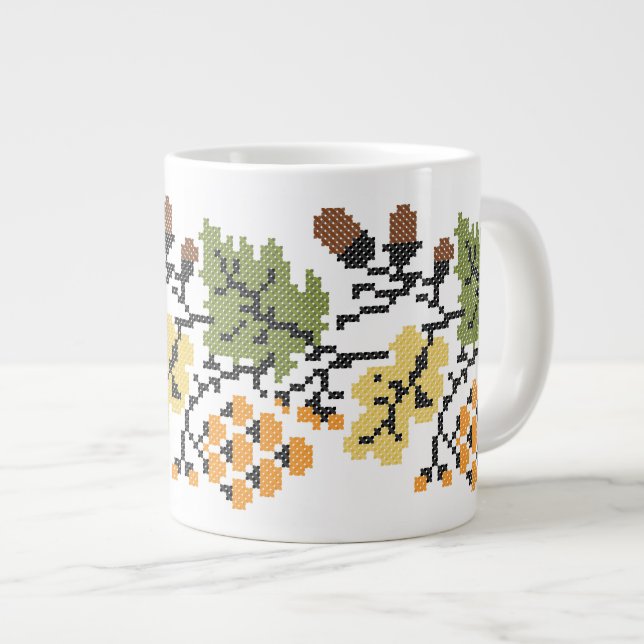 Taza De Café Grande Fondo otoñal de roble (Derecha)