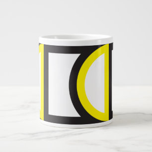 Taza De Café Grande forma curva abstracta negra amarilla