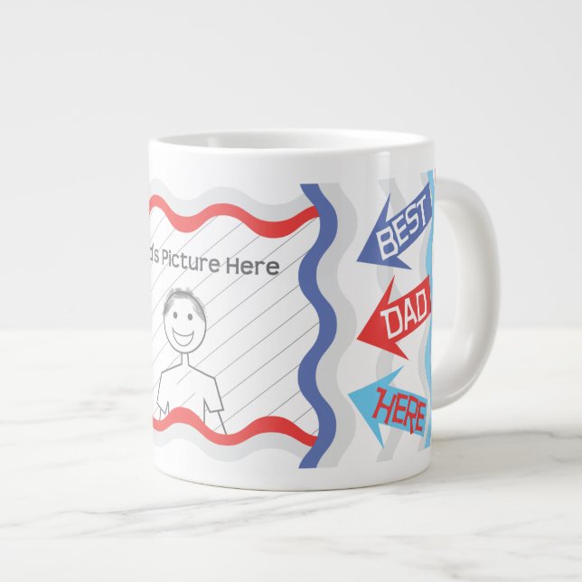 Taza De Café Grande Foto Personalizada De Papá Mejor Papá Aquí Jumbo M (Derecha)