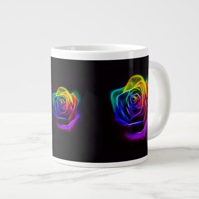 Taza De Café Grande Fractal subió arco iris (Derecha)
