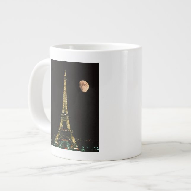 Taza De Café Grande Francia, París. Torre Eiffel de noche con (Izquierda)
