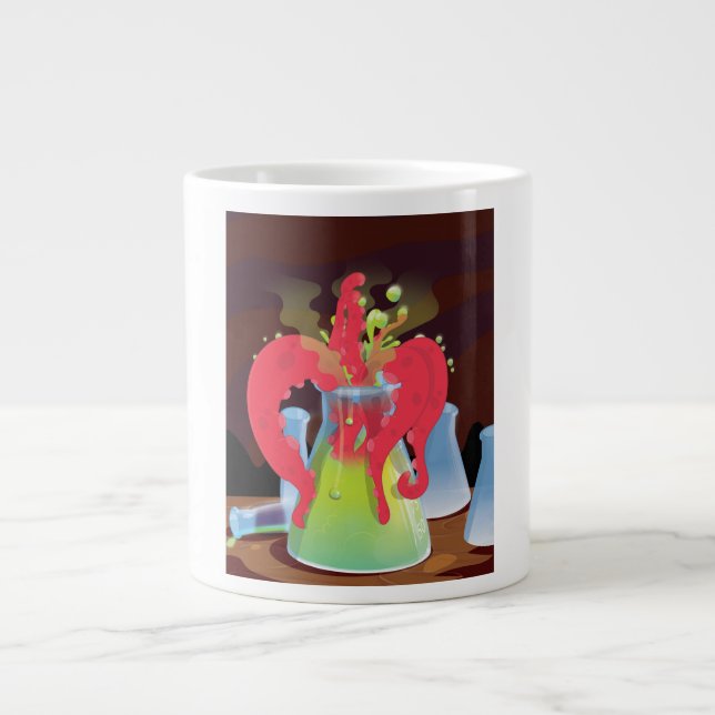 Taza De Café Grande Frasco de experimento científico monstruo (Frente)